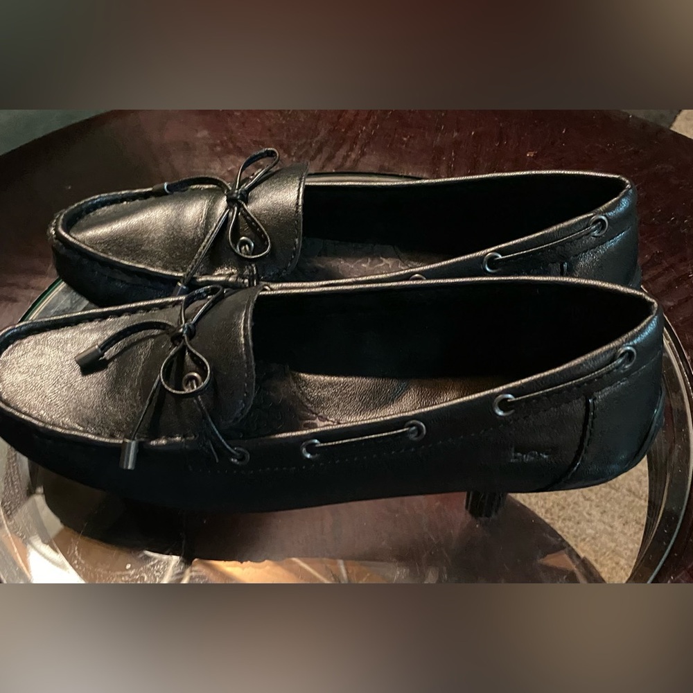 boc Black Leather Slip-On Driving Moccasins - Picture 1 of 5